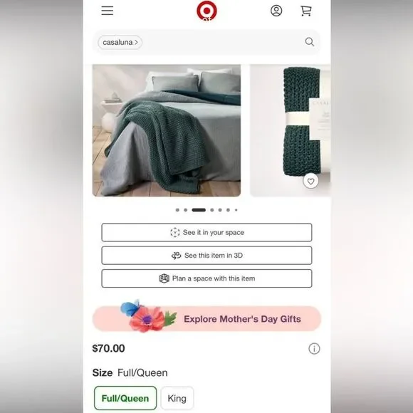 CASALUNA•Knit blanket Full/Queen Dark teal - Picture 4 of 4